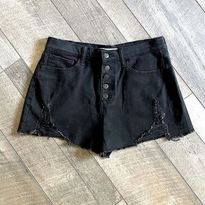 NWOT! SO, Black, Distressed, High-Rise Mom Shorts. Size 11/30W.